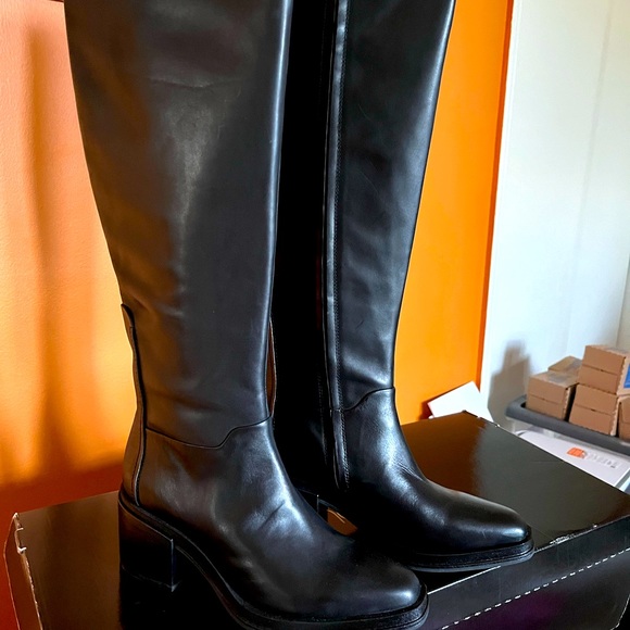 Franco Sarto Brand New Leather Black Size 10 Boots - Picture 1 of 8